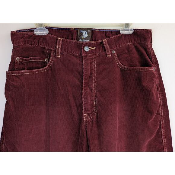 Hollister Mens Casual Classics Burgundy Corduroy Jeans 32x29 Straight 90s Vibe - Picture 2 of 11